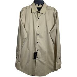 Alfani Men's Slim-Fit Temp Regulating Dress Shirt, Brown rice 14-14.5 32-33 $65